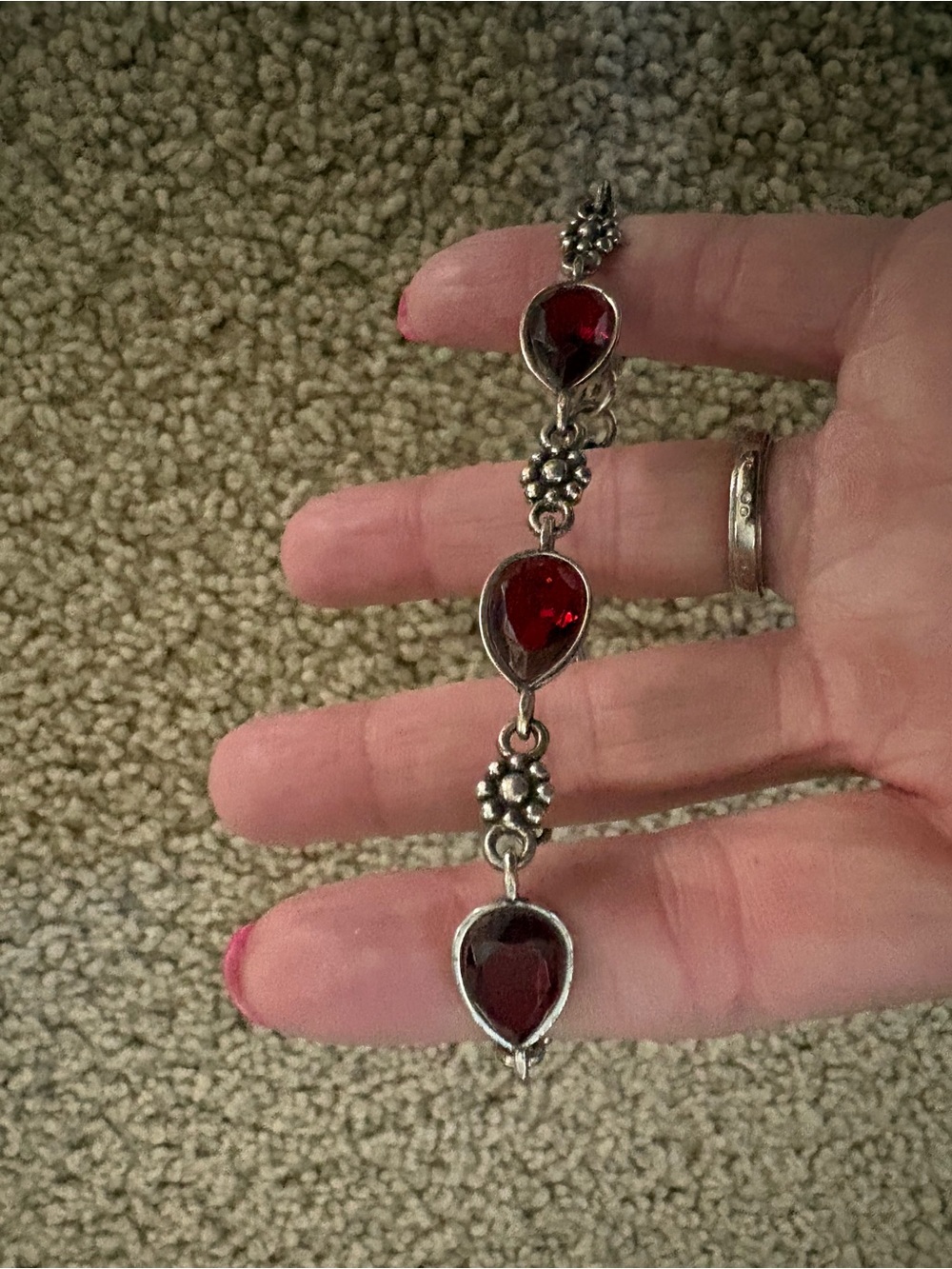 Brighton Silver-Tone Bracelet with Red Teardrop Stones